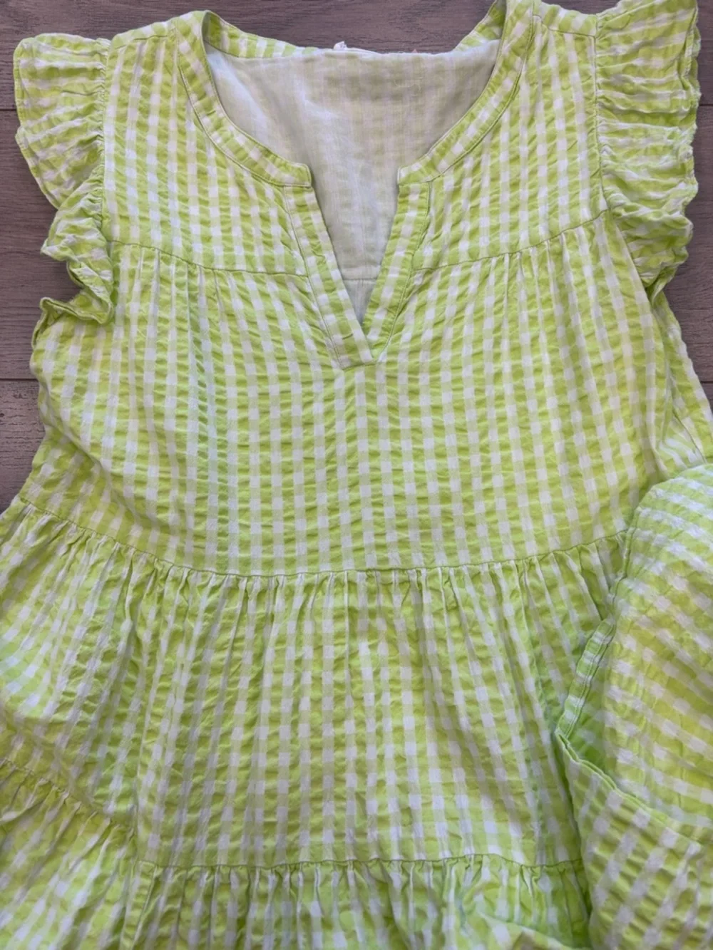 Roller Rabbit Lime Gingham Ruffle Mini Dress - Picture 8 of 10